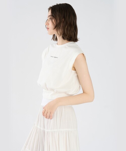 To b. by agnes b.(トゥービーバイアニエスベー)の「ロゴ コットン フレンチスリーブ トップス(Tシャツ/カットソー・レディース・ホワイト・38)」の5枚目の写真