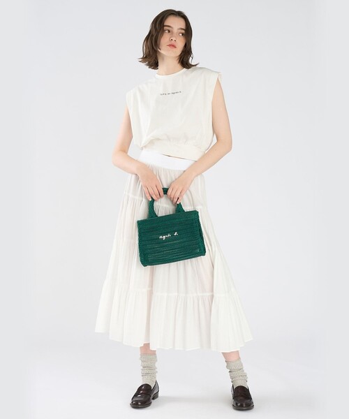 To b. by agnes b.(トゥービーバイアニエスベー)の「ロゴ コットン フレンチスリーブ トップス(Tシャツ/カットソー・レディース・ホワイト・38)」の10枚目の写真