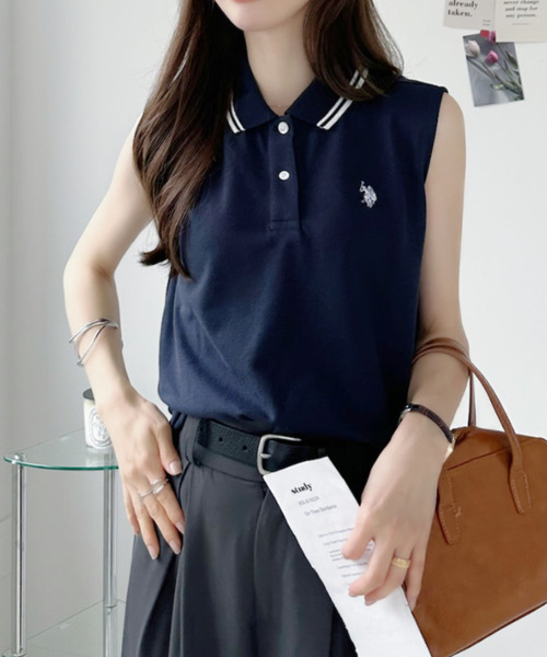 U.S. POLO ASSN.(ユーエスポロアッスン)の「【Ada.別注 U.S. POLO ASSN.】 ノースリーブ ポロシャツ ◎(ポロシャツ・レディース・チャコール/レッド/ネイビー・M/L)」の5枚目の写真
