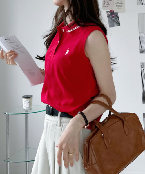 U.S. POLO ASSN.(ユーエスポロアッスン)の「【Ada.別注 U.S. POLO ASSN.】 ノースリーブ ポロシャツ ◎(ポロシャツ・レディース・チャコール/レッド/ネイビー・M/L)」の18枚目の写真
