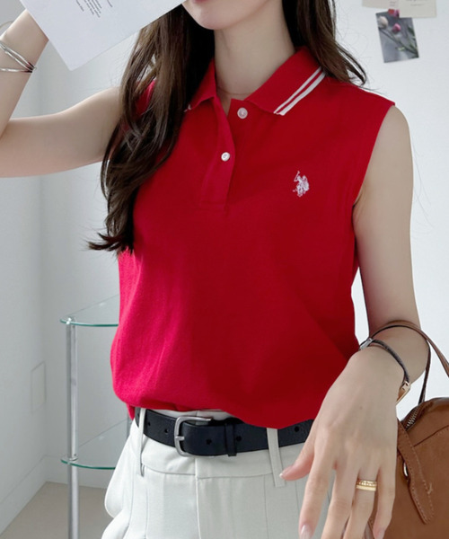 U.S. POLO ASSN.(ユーエスポロアッスン)の「【Ada.別注 U.S. POLO ASSN.】 ノースリーブ ポロシャツ ◎(ポロシャツ・レディース・チャコール/レッド/ネイビー・M/L)」の19枚目の写真