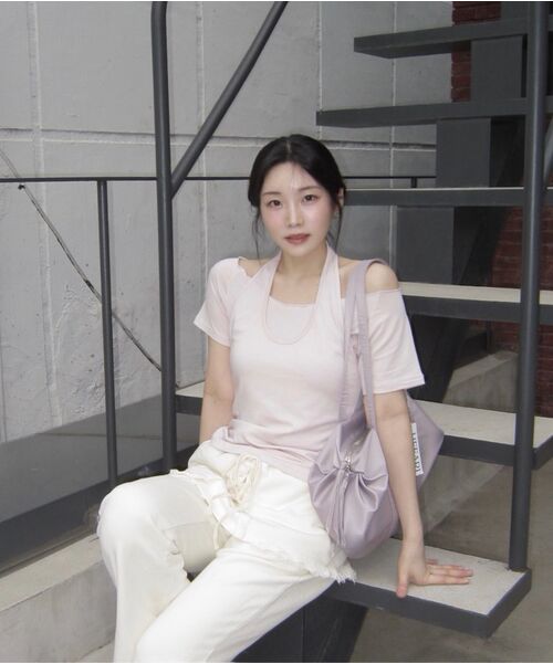FRIVER07（フリバー07）の「Layered halter neck t-shirt [FRSP08TS08]_Pink（Tシャツ/カットソー・レディース・PINK・FREE）」の4枚目の写真