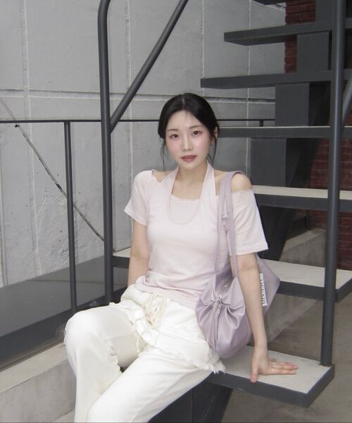 FRIVER07（フリバー07）の「Layered halter neck t-shirt [FRSP08TS08]_Pink（Tシャツ/カットソー・レディース・PINK・FREE）」の2枚目の写真