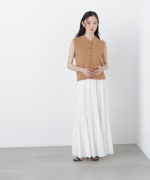 N.(N. Natural Beauty Basic)(エヌエヌナチュラルビューティーベーシック)の「ポロ襟ノースリーブニット(ポロシャツ・レディース・ラベンダー/ネイビー/キャメル・フリ-)」の14枚目の写真