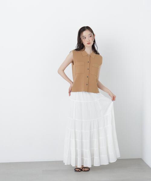 N.(N. Natural Beauty Basic)(エヌエヌナチュラルビューティーベーシック)の「ポロ襟ノースリーブニット(ポロシャツ・レディース・ラベンダー/ネイビー/キャメル・フリ-)」の16枚目の写真