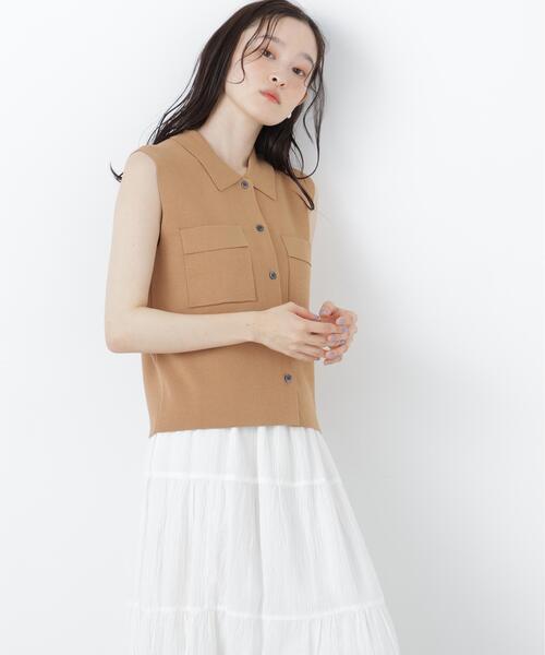 N.(N. Natural Beauty Basic)(エヌエヌナチュラルビューティーベーシック)の「ポロ襟ノースリーブニット(ポロシャツ・レディース・ラベンダー/ネイビー/キャメル・フリ-)」の17枚目の写真