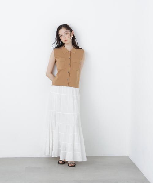 N.(N. Natural Beauty Basic)(エヌエヌナチュラルビューティーベーシック)の「ポロ襟ノースリーブニット(ポロシャツ・レディース・ラベンダー/ネイビー/キャメル・フリ-)」の20枚目の写真
