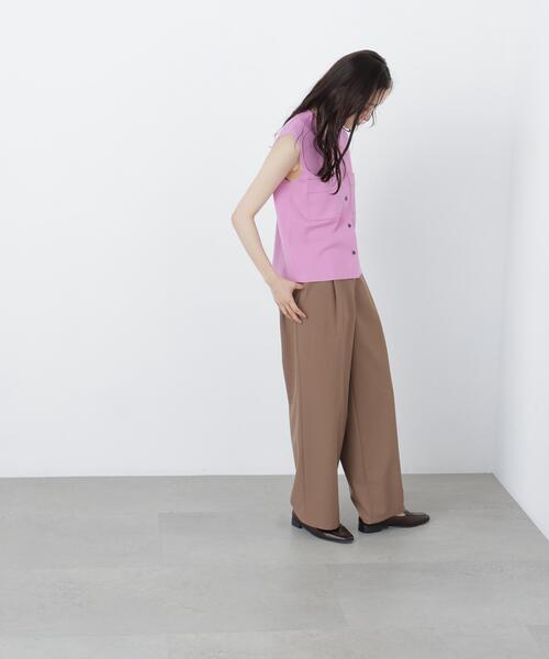 N.(N. Natural Beauty Basic)(エヌエヌナチュラルビューティーベーシック)の「ポロ襟ノースリーブニット(ポロシャツ・レディース・ラベンダー/ネイビー/キャメル・フリ-)」の4枚目の写真