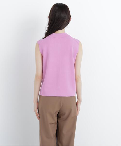 N.(N. Natural Beauty Basic)(エヌエヌナチュラルビューティーベーシック)の「ポロ襟ノースリーブニット(ポロシャツ・レディース・ラベンダー/ネイビー/キャメル・フリ-)」の8枚目の写真