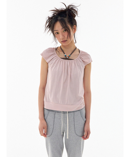 EXPIRED GIRL(エクスパイアードガール)の「Soft Shirring Top Pale Pink(Tシャツ/カットソー・レディース・その他・FREE)」の1枚目の写真