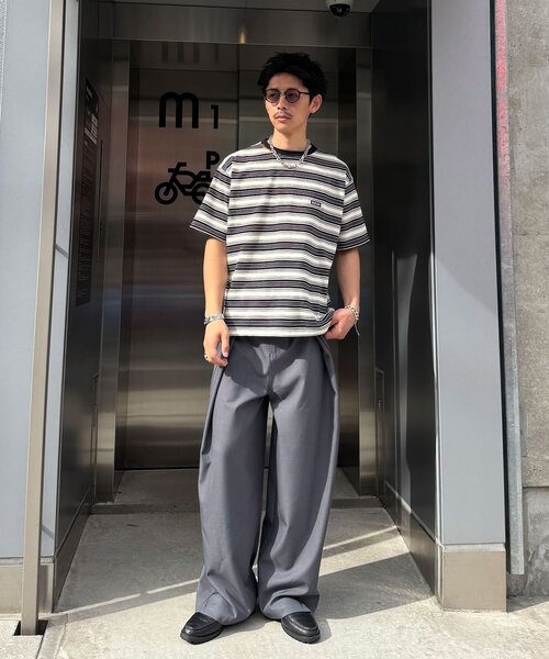 CIAOPANIC(チャオパニック)の「マルチボーダーTシャツ(Tシャツ/カットソー・メンズ・カーキ/ブラック・MEDIUM/LARGE)」の6枚目の写真