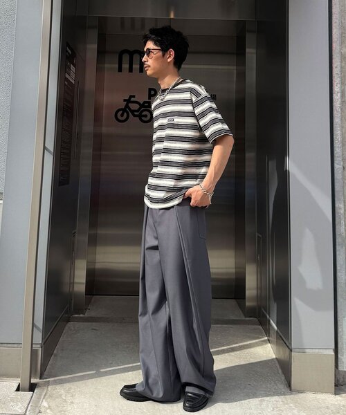 CIAOPANIC(チャオパニック)の「マルチボーダーTシャツ(Tシャツ/カットソー・メンズ・カーキ/ブラック・MEDIUM/LARGE)」の7枚目の写真