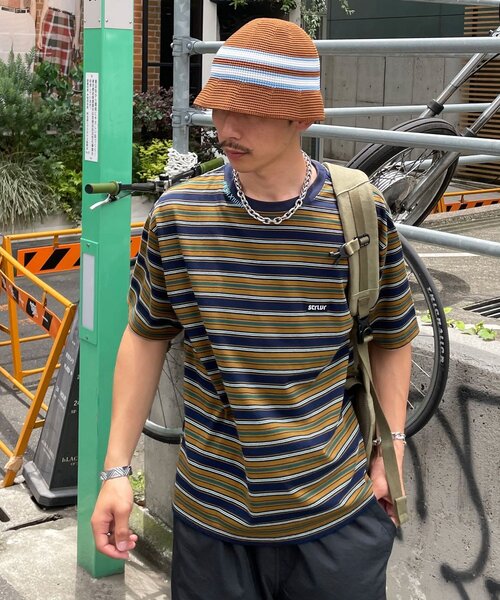 CIAOPANIC(チャオパニック)の「マルチボーダーTシャツ(Tシャツ/カットソー・メンズ・カーキ/ブラック・MEDIUM/LARGE)」の9枚目の写真