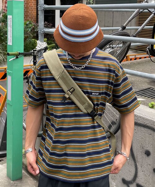CIAOPANIC(チャオパニック)の「マルチボーダーTシャツ(Tシャツ/カットソー・メンズ・カーキ/ブラック・MEDIUM/LARGE)」の10枚目の写真