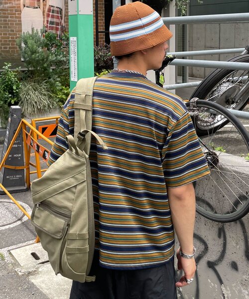 CIAOPANIC(チャオパニック)の「マルチボーダーTシャツ(Tシャツ/カットソー・メンズ・カーキ/ブラック・MEDIUM/LARGE)」の12枚目の写真