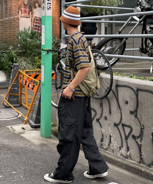 CIAOPANIC(チャオパニック)の「マルチボーダーTシャツ(Tシャツ/カットソー・メンズ・カーキ/ブラック・MEDIUM/LARGE)」の14枚目の写真