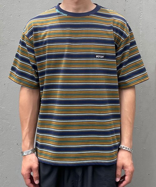 CIAOPANIC(チャオパニック)の「マルチボーダーTシャツ(Tシャツ/カットソー・メンズ・カーキ/ブラック・MEDIUM/LARGE)」の16枚目の写真