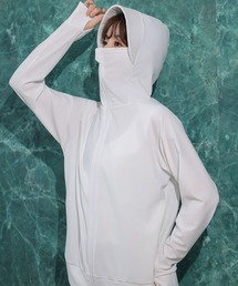 TeddyShop | 【UVカット率99.9%以上/UPF50+/フード＆フェイスガード搭載】長袖サムホール付きジップアップラッシュガードトップス レディース水着(ラッシュガード)