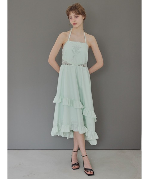 etre loin(エトルワン)の「リリーエンブロイダリーエプロンロングワンピース / Lily embroidered apron long dress(ワンピース・レディース・ミント/ブラック/ホワイト・M)」の3枚目の写真