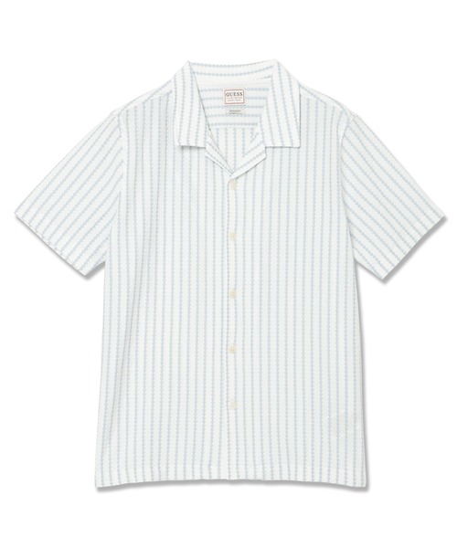 Guess(ゲス)の「RAFA Jacquard Knit Shirt シャツ 半袖(シャツ/ブラウス・メンズ・ライトブルー・MEDIUM)」の1枚目の写真