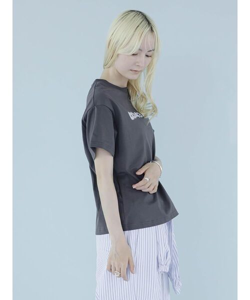 :ETHROF（イーサオブ）の「TIME LOGO PRINT T-SHIRT（Tシャツ/カットソー・レディース・グレー系/ホワイト・FREE）」の14枚目の写真