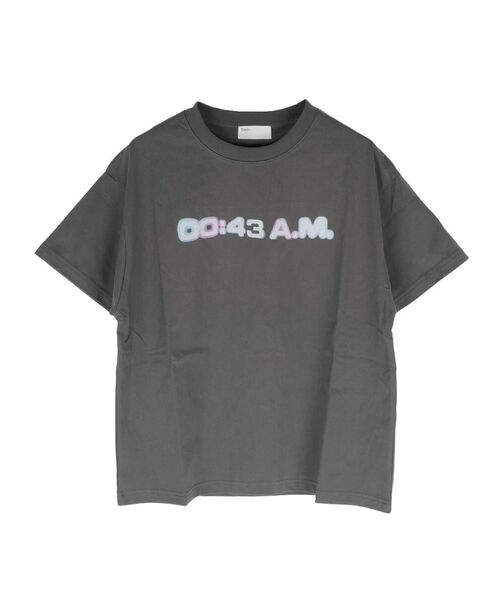 :ETHROF（イーサオブ）の「TIME LOGO PRINT T-SHIRT（Tシャツ/カットソー・レディース・グレー系/ホワイト・FREE）」の4枚目の写真