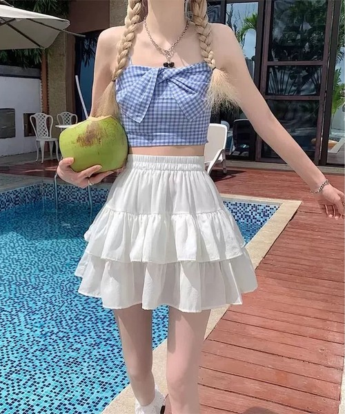 MAISON DE THERESE(メゾン ド テレーズ)の「インパン付き ティアード フリル ミニ スカート(スカート・レディース・Black/White・M/S)」の6枚目の写真