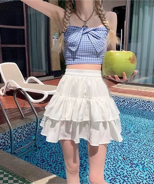 MAISON DE THERESE(メゾン ド テレーズ)の「インパン付き ティアード フリル ミニ スカート(スカート・レディース・Black/White・M/S)」の8枚目の写真