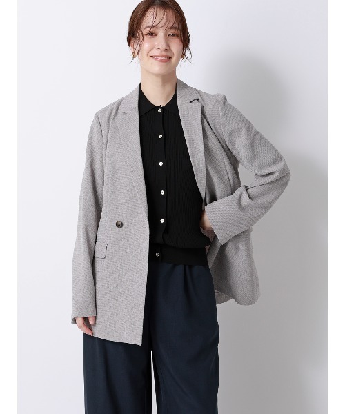 SUIT SQUARE(スーツスクエア)の「CHANTOWA/ワイドリブポロニット/半袖/ハンドウォッシュ/ドライレーヨン/無地(ニット/セーター・レディース・ブラック/ピンク・F)」の12枚目の写真