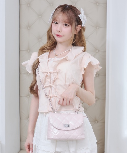 Rmine（アールマイン）の「フロントリボン フリル シアー ブラウス（半袖）（シャツ/ブラウス・レディース・イエロー/ホワイト/ピンク・FREE）」の20枚目の写真