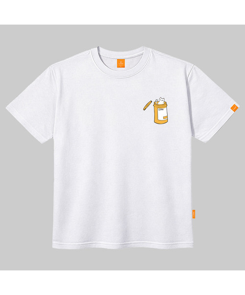 LLAMO（エラモ）の「キャットインザ缶 半袖Tシャツ 男女共用 ビッグサイズ S 4XL（Tシャツ/カットソー・レディース・ホワイト/ネイビー/レッド/カーキ・SMALL/MEDIUM/LARGE/X-LARGE/2XL/4XL/3XL）」の2枚目の写真