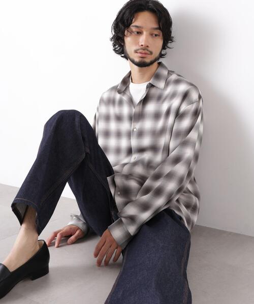 NANO universe(ナノユニバース)の「「OtoNANO」LIM-BRESS クリアチェックワイドシャツ 長袖(シャツ/ブラウス・メンズ・グリーン系その他4/グレー・L/M)」の15枚目の写真