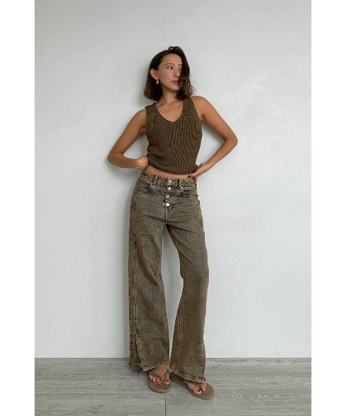 ALEXIA STAM(アリシアスタン)の「Slit Hem Denim Pants /フィルターデニム(デニムパンツ・レディース・ブルー/ブルー系その他・0/1/2/3)」の2枚目の写真