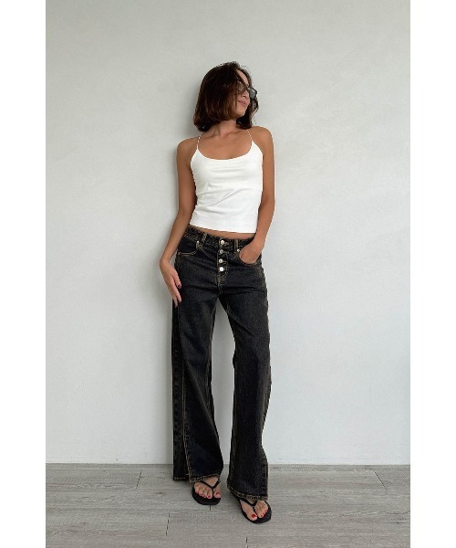 ALEXIA STAM(アリシアスタン)の「Slit Hem Denim Pants /フィルターデニム(デニムパンツ・レディース・ブルー/ブルー系その他・0/1/2/3)」の3枚目の写真