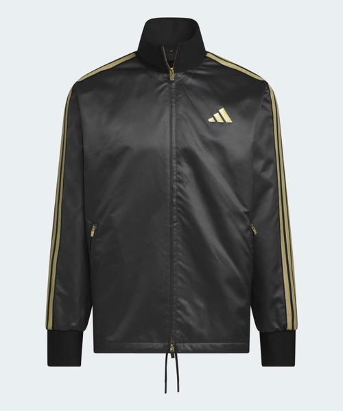 adidas(アディダス)の「Stadium Gold レギュラーフィットクライマウォーム メッシュ裏地付きウーブン フルジップ ジャケット / ジャージ / アディダス adidas(ジャージ・メンズ・ブラック×ゴールド・MEDIUM/SMALL/LARGE/3XL/XX-LARGE/X-LARGE/X-SMALL)」の4枚目の写真