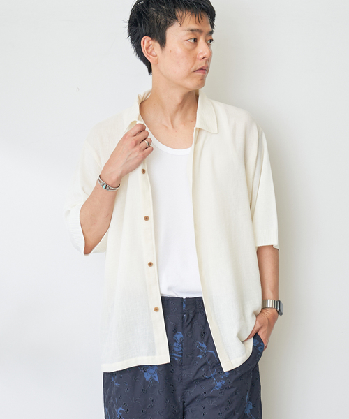 B.C STOCK(ベーセーストック)の「ニットコンビシャツ(シャツ/ブラウス・メンズ・ホワイト/ブラウン/ピンク・LARGE/MEDIUM)」の13枚目の写真