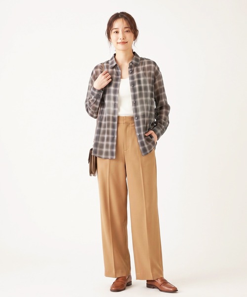 Nunc.(ヌンク)の「シアーチェックシャツ(シャツ/ブラウス・レディース・モカ/グレー/ダークブラウン・38)」の16枚目の写真