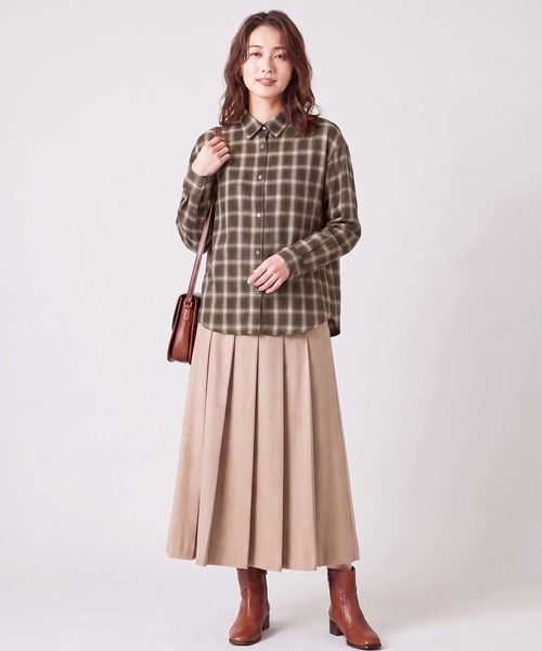 Nunc.(ヌンク)の「シアーチェックシャツ(シャツ/ブラウス・レディース・モカ/グレー/ダークブラウン・38)」の5枚目の写真