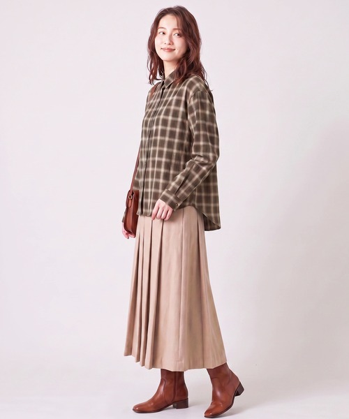 Nunc.(ヌンク)の「シアーチェックシャツ(シャツ/ブラウス・レディース・モカ/グレー/ダークブラウン・38)」の6枚目の写真