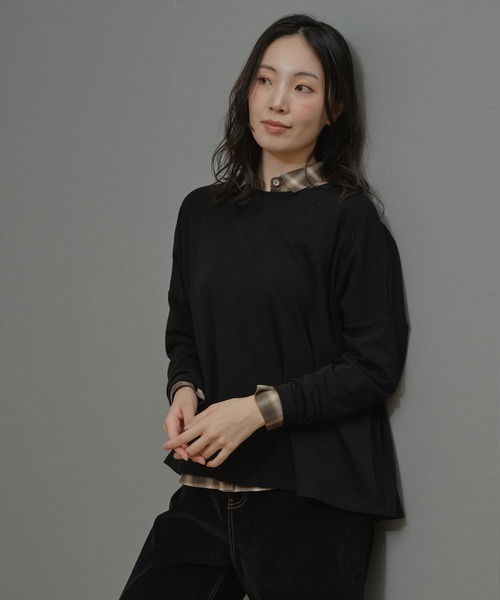 Nunc.(ヌンク)の「シアーチェックシャツ(シャツ/ブラウス・レディース・モカ/グレー/ダークブラウン・38)」の7枚目の写真