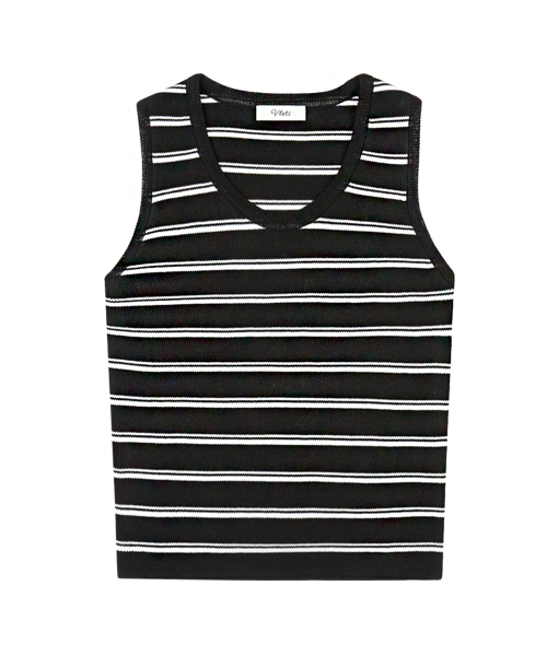 VLETI（ブレッティ）の「Stripe Basic Round Knit Sleeveless (black)（ニット/セーター・レディース・ブラック・FREE）」の2枚目の写真