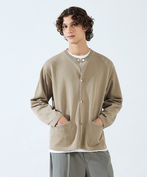 ABAHOUSE(アバハウス)の「ストレッチニット クルーネックカーディガン(カーディガン/ボレロ・メンズ・ベージュ/ダークネイビー/レッド・46/48)」の9枚目の写真