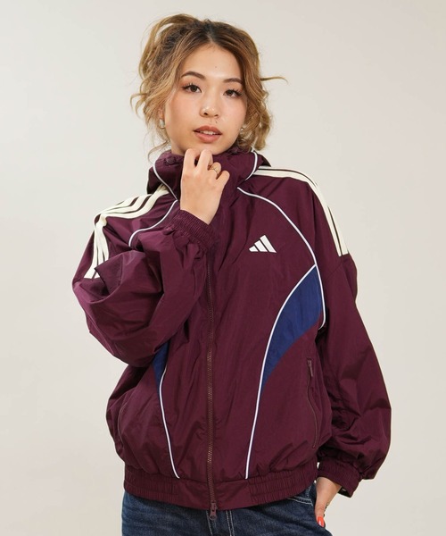 adidas(アディダス)の「adidas/アディダス ウーブンジャケット DG932(ナイロンジャケット・レディース・マルーン/ブラック/オフホワイト・M/L/S)」の3枚目の写真