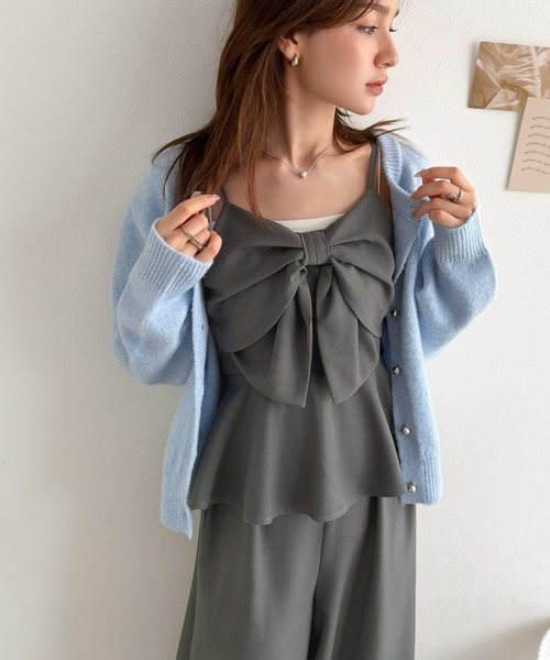 mily bilet(ミウィビレット)の「【mily bilet】ひと目で恋して、一枚で華やぐ♪ビッグリボンペプラムサロペット(サロペット/オーバーオール・レディース・グレー/ブラック・LARGE/X-LARGE/MEDIUM/SMALL)」の18枚目の写真