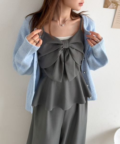 mily bilet(ミウィビレット)の「【mily bilet】ひと目で恋して、一枚で華やぐ♪ビッグリボンペプラムサロペット(サロペット/オーバーオール・レディース・グレー/ブラック・LARGE/X-LARGE/MEDIUM/SMALL)」の15枚目の写真