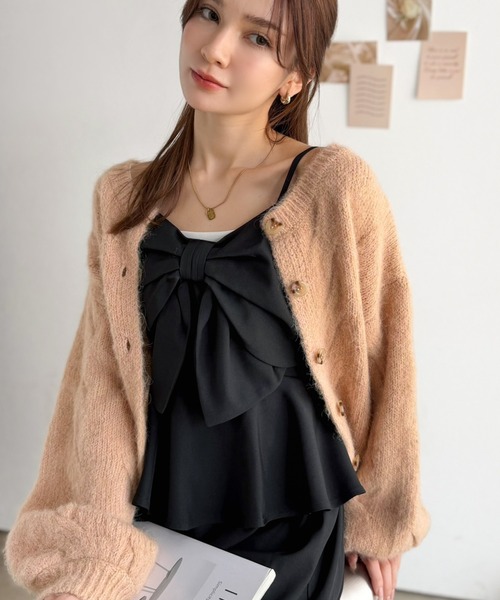 mily bilet(ミウィビレット)の「【mily bilet】ひと目で恋して、一枚で華やぐ♪ビッグリボンペプラムサロペット(サロペット/オーバーオール・レディース・グレー/ブラック・LARGE/X-LARGE/MEDIUM/SMALL)」の3枚目の写真