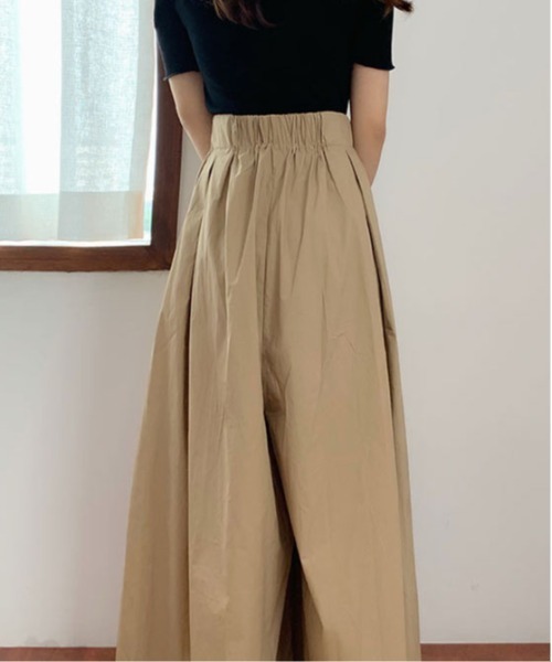 ＆soiree（アンドソワレ）の「ウエストリボン深タック入りワイドパンツ（その他パンツ・レディース・ネイビー/ベージュ・FREE）」の6枚目の写真