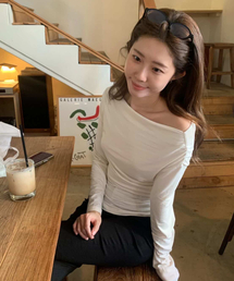 DRAPED JERSEY BLOUSE_IVORY