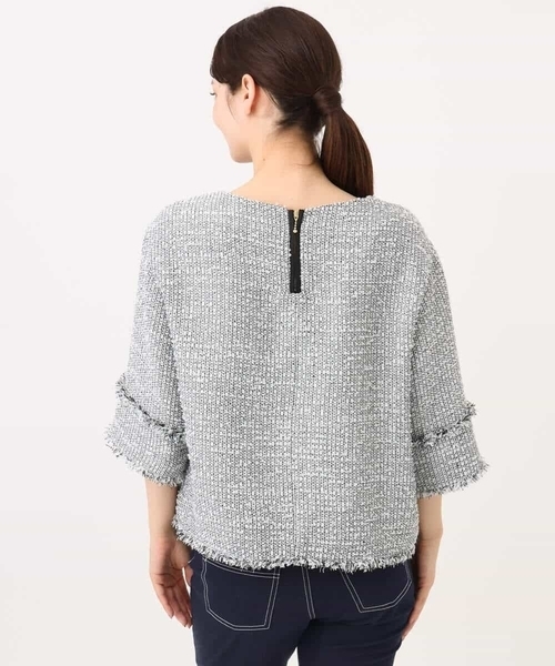 MK MICHEL KLEIN（エムケーミッシェルクラン）の「[洗える]ツイードライクフリンジトップス（Tシャツ/カットソー・レディース・グレー/ブラック・38）」の16枚目の写真