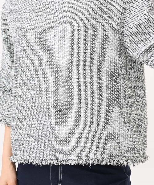 MK MICHEL KLEIN（エムケーミッシェルクラン）の「[洗える]ツイードライクフリンジトップス（Tシャツ/カットソー・レディース・グレー/ブラック・38）」の20枚目の写真
